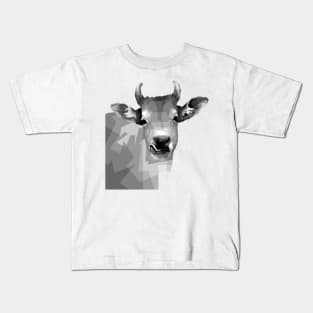 cow grayscale in WPAP Kids T-Shirt